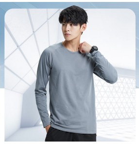 Sports Running T-shirt men's long-sleeved outdoor loose quick-drying clothes running training spring and autumn leisure fitness gyms tops