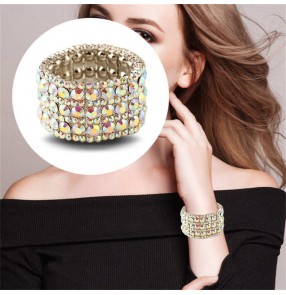 Stage peformance Bling Bracelet Europe and America Fashion lady dance photos shooting Rhinestones Alloy Elastic Bracelet bangles for women girls