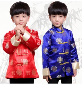 Stage performance boy's chinese traditional tang suit tops kids children stage performance carnival cosplay tops coats