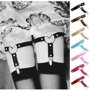 stocking garter belt for women female Harajuku punk love heart-shaped leather handmade simple punk hip-hop leg ring foot ring garter belt