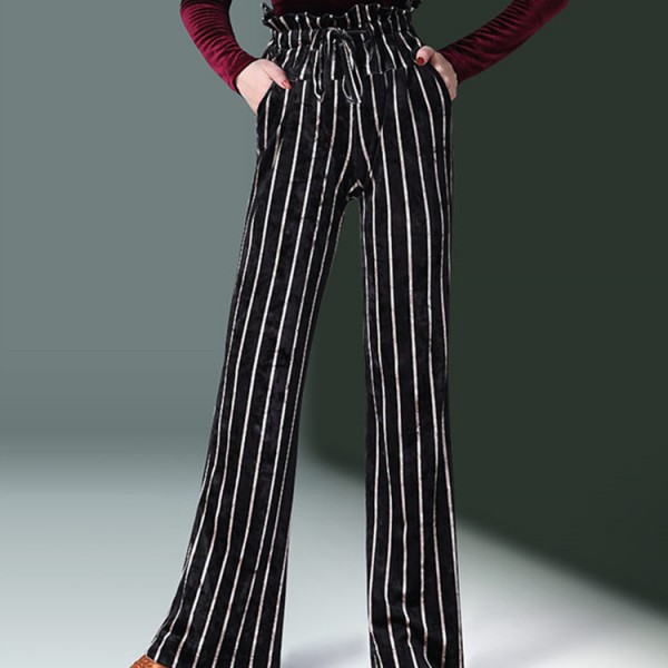 striped ballroom latin dance pants for women female stage performance ...