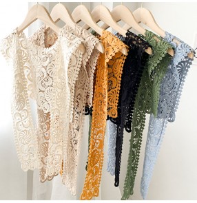 Summer lace knitted crochet hollow false collar Detachable collar evening dress cape Women's shawl dresses sunscreen scarf