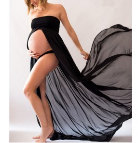 summer Maternity dress front split Shooting Tulle Photography Pregnant Women maxi dress