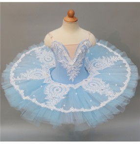 Swan lake light blue with white ballet dance dress for kids classical pancake tutu skirt ballet dance costumes for girls ballerina dress for children