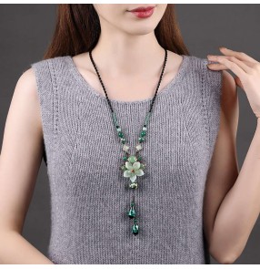 Sweater chain for women long pendant accessory oriental retro style qipao dresses necklace hanfu jewelry pendant female