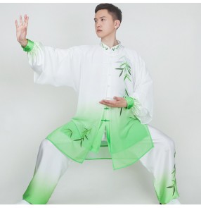 Tai Chi clothing Chinese Kung fu uniforms for men women green gradient 3 pieces taichi clothing competition male wushu martial art Tai Chi practice clothing female