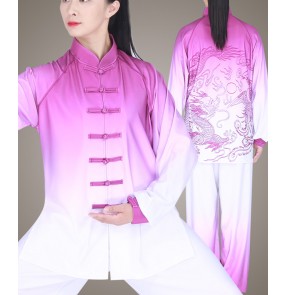 Tai chi clothing chinese kung fu uniforms for women and men dragon pattern chinese martial art wushu performance suit for women