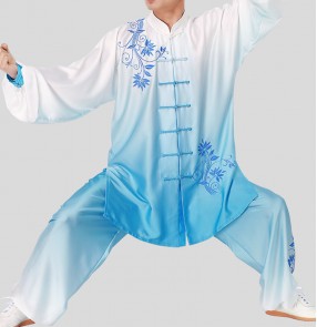 Tai Chi competition clothing blue and white porcelain embroidered martial arts uniforms men and women training kung fu clothing