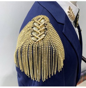 Tassel epaulette armband British retro performance blazers suits shoulder accessories fashion show metal tassel epaulette for men women brooch