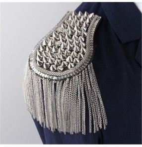 Tassel fashion  rivet tassels epaulette for adult kids blazers coats shoulder accessories jazz dance stage performance model show photos shooting epaulette 