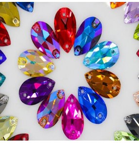 Tears shape crystal diamond rainbow colored hand sewn stones for ballroom latin competition dresses wedding dress shoes bag garment rhinestones accessories 5pcs