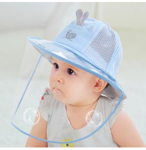 toddlers baby Anti-spray saliva cotton fisherman's cap with clear face shield dust virus proof protective hat for children