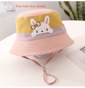 Toddles baby anti-spray saliva cartoon fisherman's cap with face shield for kids protective sun hat for boy girls