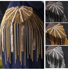 Trendy men and women jazz dance punk rock British style dress suit blazer epaulettes brooch Fashion punk style long fringed epaulette accessories