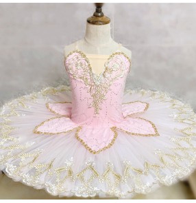 Turquoise pink ballet dance dress for girls children tutu skirts petals sleeping beauty flat tutu ballerina stage performance leotard uniforms for kids