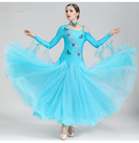 Turquoise violet green Ballroom Dance Dresses Standard Stage Costume Performance women Smooth Ballroom Dress Modern Waltz Tango 