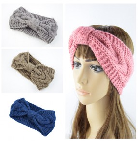 Twisted bowknot knitted Sports headband woolen headband ear protection headgear handmade warm hair accessories autumn and winter headband