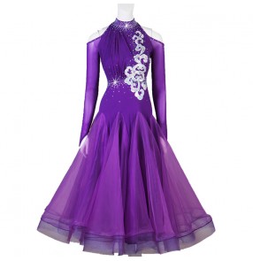 Violet competition ballroom dancing dresses for women girls waltz tango dance dresses