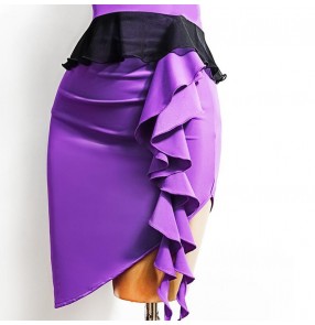 Violet tassels latin dance skirts for women female salsa rumba chacha dance skirts for women