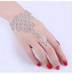 Wedding party bridal fashion ring bracelet stage performance video shooting drama cosplay fingers rings bracelet for female 