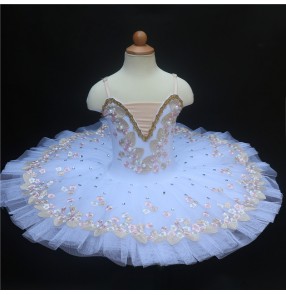 White ballet dance dress for kids children classical swan lake ballerina ballet dress pancake tutu skirt ballet dance dance costumes