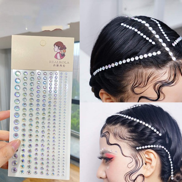 White black diamond Stage makeup stickers for women girls Gemstones hair  style stickers bright bling eyes face rhinestones decorative jewelry hair  nail stickers