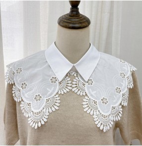White black lace dickey collar for women girls Ladies sweater decorative detachable half Shirt Collar Decorative Hollow Shawl Fashion Collar