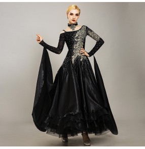 White black red blue ballroom dancing dresses for women stage performance waltz tango dance dresses