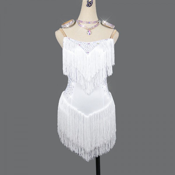 White dress store with colorful tassels