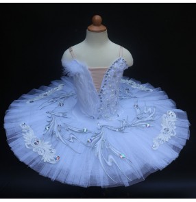 White colored swan lake ballet dance dress for kids children tutu skirt ballerina dress stage performance pancake tutu skirt ballet dance costumes