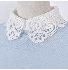White lace chiffon detachable false collar for women girls sweater blouses chiffon half shirt dickey collar Korean style decor collar for female