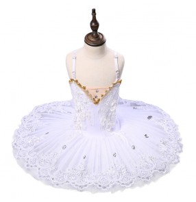 White little swan lake ballet dress for kids children swan lake stage performance tutu skirt ballet dance costumes