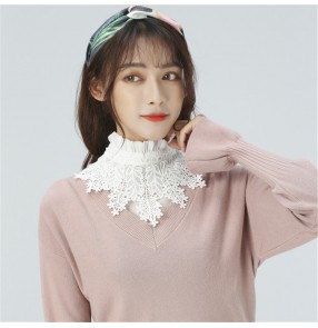 White stand-up dickey collar detachable collar all-match lady lace appliques false collar decorative half shirt women's collar
