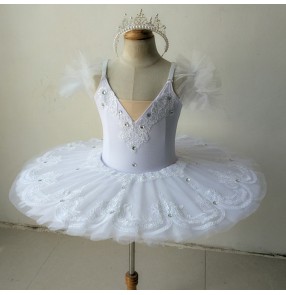 White swan lake ballet dance dress for kids children swan lake ballerina ballet dress stage performance tutu skirt ballet dance costumes