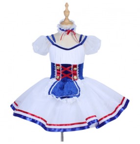 White with blue red modern dance ballet dance dresses tutu skirts for kids toddlers ballerina classical dance ballet dance leotard costumes for baby