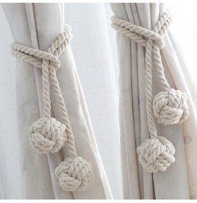 Window curtain decoration tie ball hand-woven ivory cotton thread tie hanging ball decoration creative curtain accessories wholesale