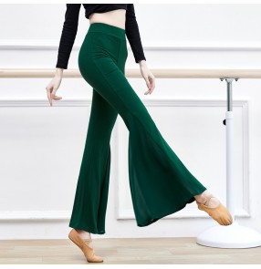 Wine dark green blue Latin ballroom dance pants for women boot cut pant Art test body model walks show training clothing Classical modern Latin trousers women