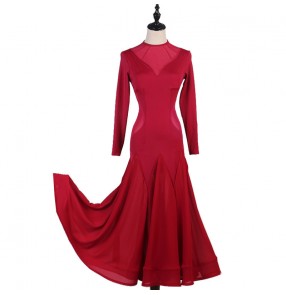 Wine royal blue ballroom dancing dresses for women female competition waltz tango dance dresses 