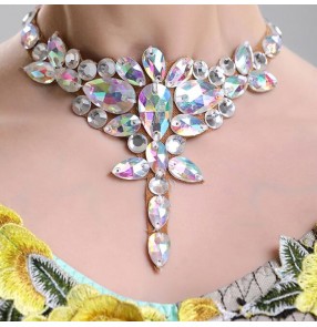 Women ballroom latin dance neck decoration Necklace National Standard Dance Diamond Competition Performance Necklace Professional Modern Dance bling Jewelry