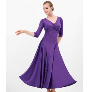 Women Black violet women Ballroom dance dresses V-neck modern dance ballroom dance skirt Tango walt foxtrot dance gown