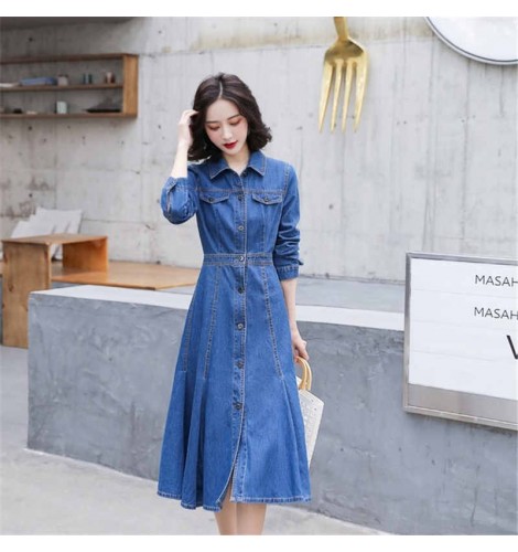 Mid length denim skirts long sleeve clearance