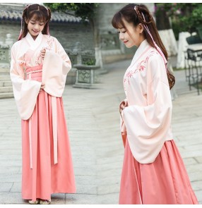 Women Chinese ancient Hanfu dresses for girls Chinese Folk Vintage Orient Tang Dynasty school stage performance Cosplay Costumes