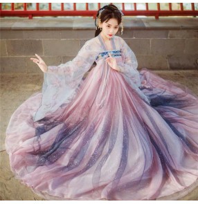 Women Chinese Hanfu female big sleeve ancient fairy princess cosplay costume fairy suit full chest skirt fairy skirt