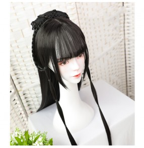 Women chinese hanfu wig for girls princess fairy dresses film drama cosplay long straight hair ancient style wig photos shooting hair accessories