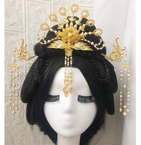 Women Chinese traditional Ancient folk Costume Hanfu empress princess stage performance Headdress Tang Song Ming Dynasty Queen Faiqy cosplay Phoenix Tassel Hairpin for woman