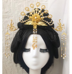 Women Chinese traditional Ancient folk Costume Hanfu empress princess stage performance Headdress Tang Song Ming Dynasty Queen Faiqy cosplay Phoenix Tassel Hairpin for woman