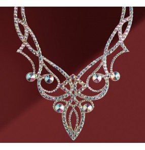 Women competition ballroom Dance Performance diamond necklace handmade dance jewellery Accessories Belly Dance Necklace Latin Modern Oriental Dance Accessories