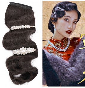 Women film drama cosplay hair bangs hair accessories Studio Hair Film Republic of China Retro Shanghai cheongsam dresses show wave bangs