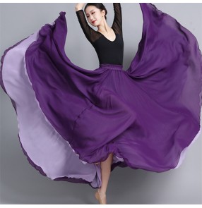 Women girls Black red white Blue purple flamenco dance skirts Spanish bull dance paso double dancing swing skirts for female