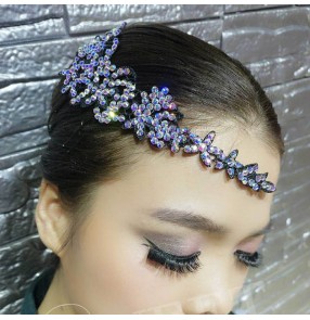 Women girls latin ballroom competition dance rhinestones Headdress modern dance dance stage performance competition hair accessories